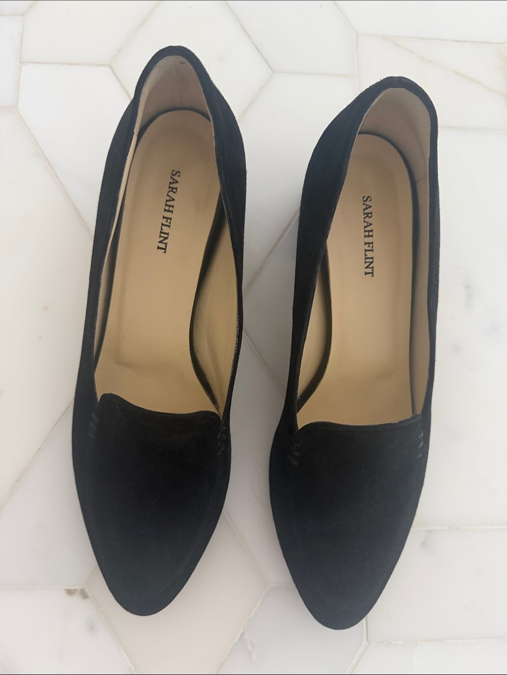 Sarah Flint Black Suede Pointed Loafers